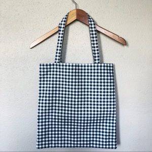 Gingham Print Canvas Tote, new without tags